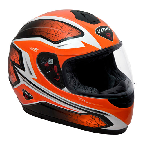 Zoan 223-163 Zoan Thunder M/c Helmet - Electra Orange - Xs Size : X-Small, Color : Gloss Black / Orange Graphics