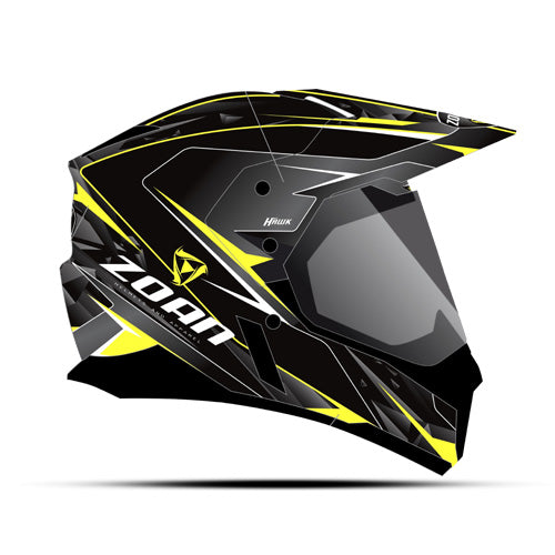 Zoan 521-533 Zoan Synchrony Dual Sport Helmet - Hawk, Yellow - Xs Size : X-Small, Color : Gloss Black / Yellow Graphics, Lens Type : Single