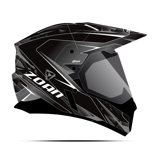 Zoan 521-543 Zoan Synchrony Dual Sport Helmet - Hawk, Silver - Xs Size : X-Small, Color : Gloss Black / Silver Graphics, Lens Type : Single