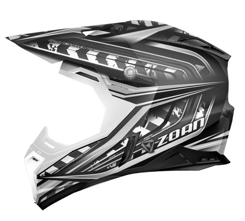 Zoan 521-143 Zoan Synchrony Mx Helmet, Monster Black/silver - Xs Size : X-Small, Color : Gloss Black / Silver Graphics
