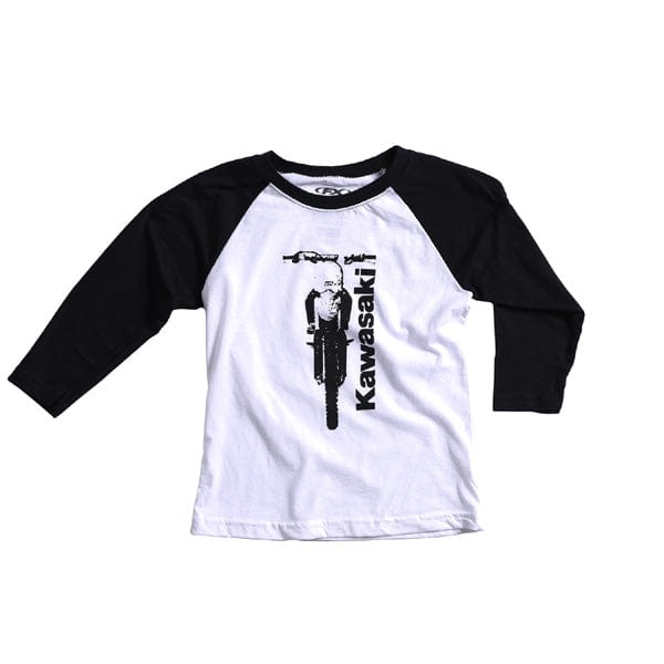 Factory Effex Kawasaki Bike Youth Baseball Shirt / White-Black (M) 21-83112