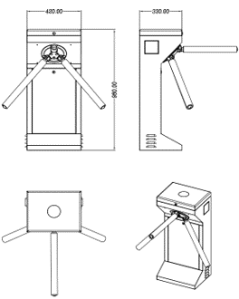 UT-TRI-5603 Semi-automatic Vertical Tripod Turnstile with Access: HC-TRI-3M15
