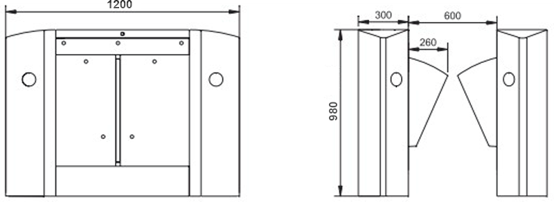Security Semi-automatic Flap Turnstile with Access Control: UT560-C