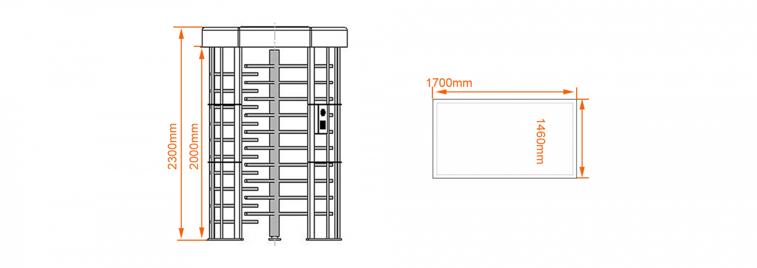 Square Full Height Turnstile: UT8000-B