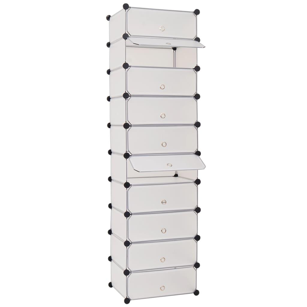 Interlocking Shoe Organizer with 10 Compartments White