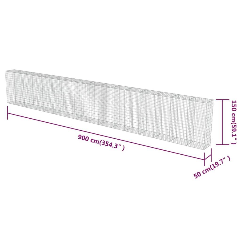 Gabion Wall with Covers Galvanized Steel 354