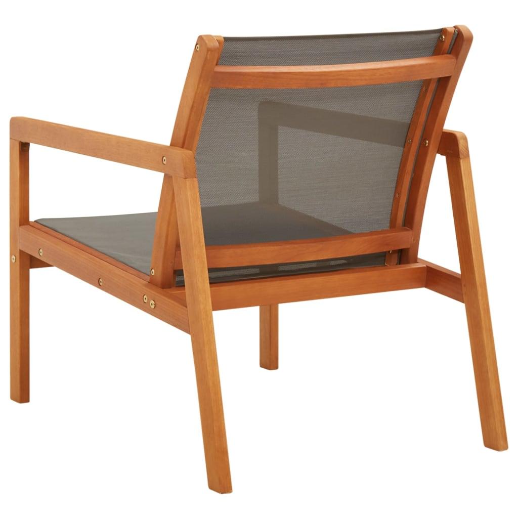 Patio Lounge Chair Gray Solid Wood Eucalyptus and Textilene