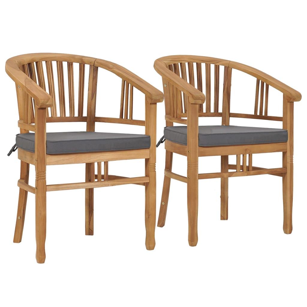 Patio Chairs with Cushions 2 pcs Solid Teak Wood