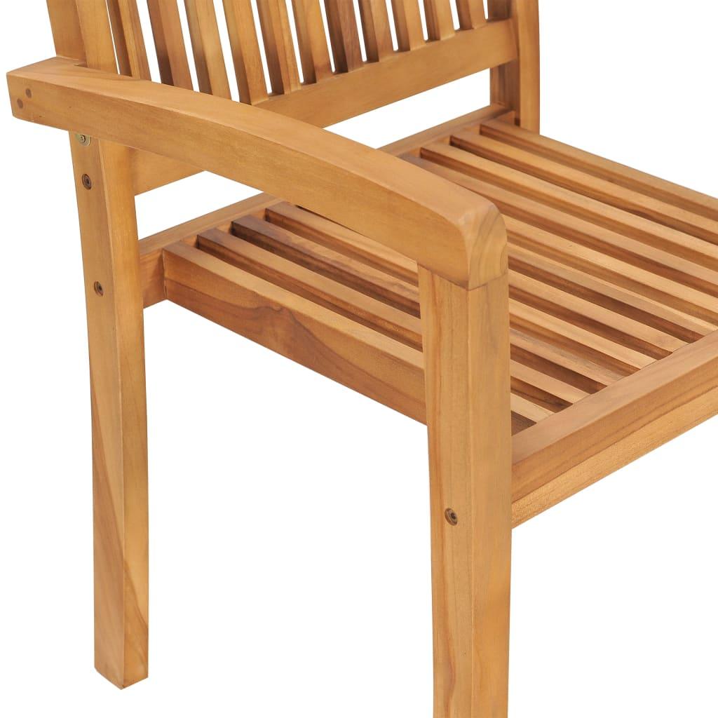 Stacking Patio Dining Chairs 2 pcs Solid Teak Wood