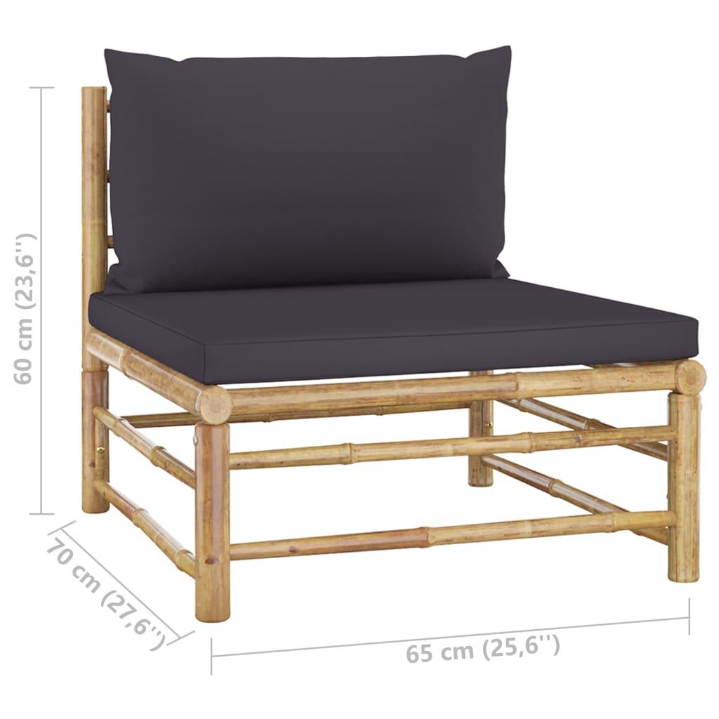 12 Piece Patio Lounge Set with Dark Gray Cushions Bamboo
