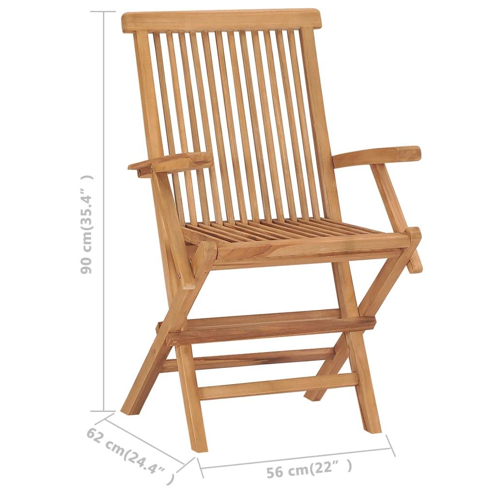 Folding Patio Chairs 3 pcs Solid Teak Wood