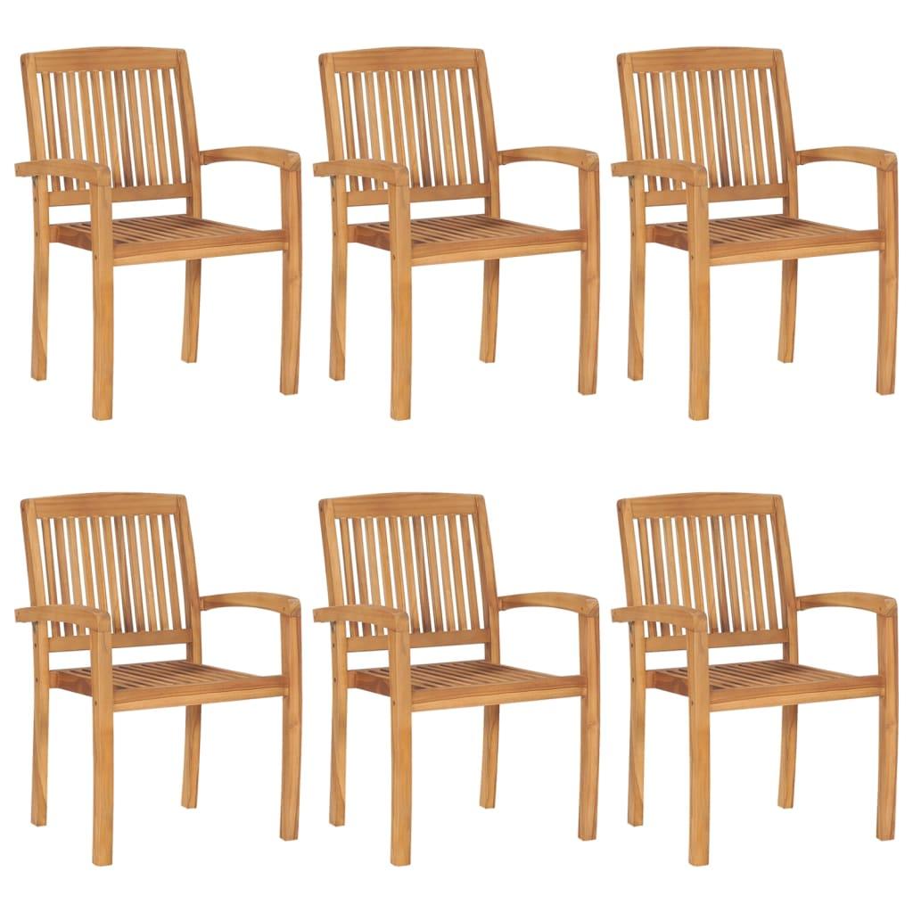 Stacking Patio Chairs 6 pcs Solid Teak Wood