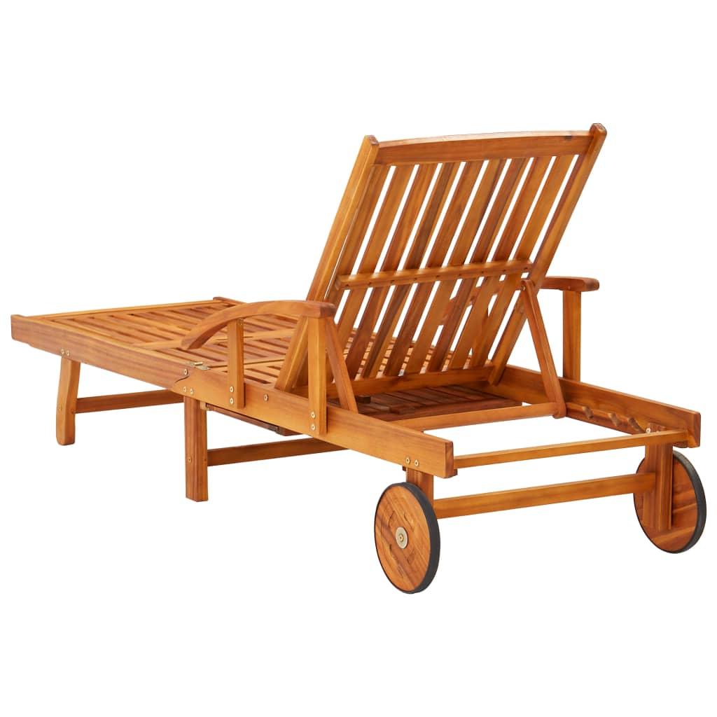 Sun Loungers 2 pcs with Table and Cushions Solid Wood Acacia