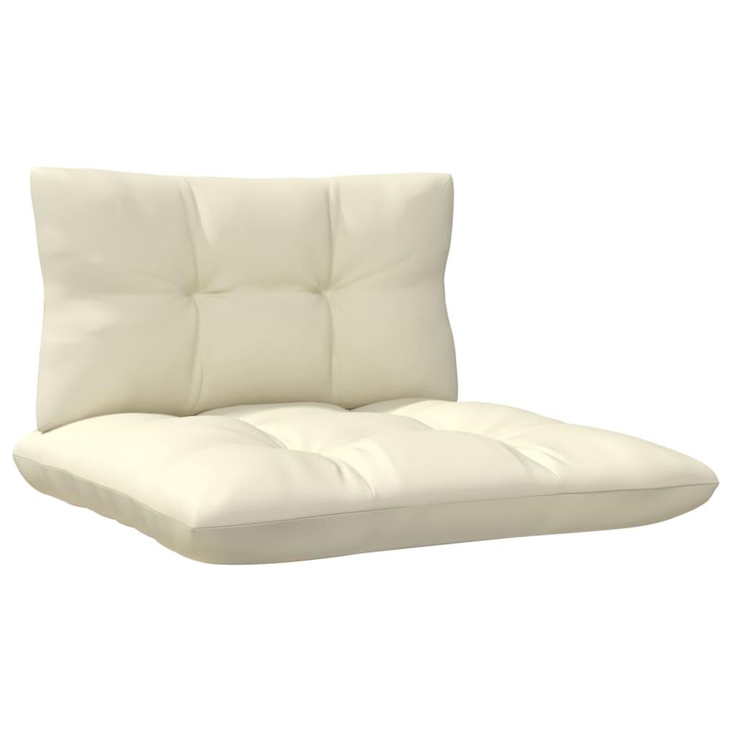 Patio Middle Sofa with Cream Cushions Solid Pinewood