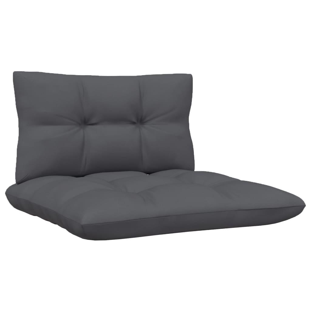 Patio Middle Sofa with Anthracite Cushions Gray Solid Pinewood