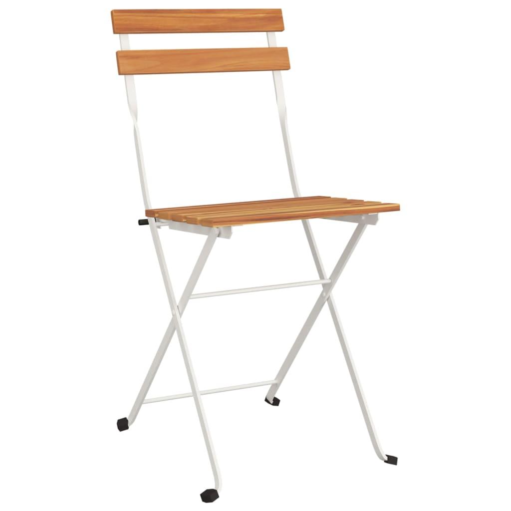 Folding Bistro Chairs 2 pcs Solid Wood Acacia and Steel