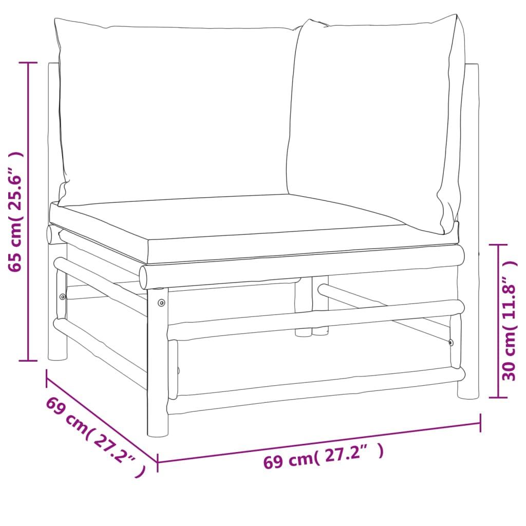 2 Piece Patio Lounge Set with Taupe Cushions Bamboo