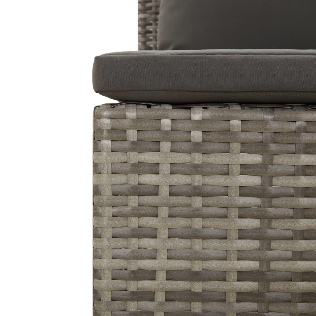 Patio Middle Sofa with Cushion Gray Poly Rattan