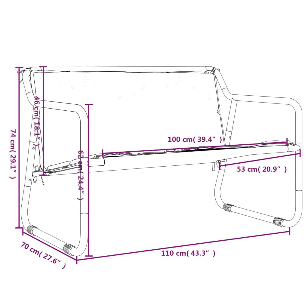 2-Seater Patio Bench with Cushion Anthracite Steel