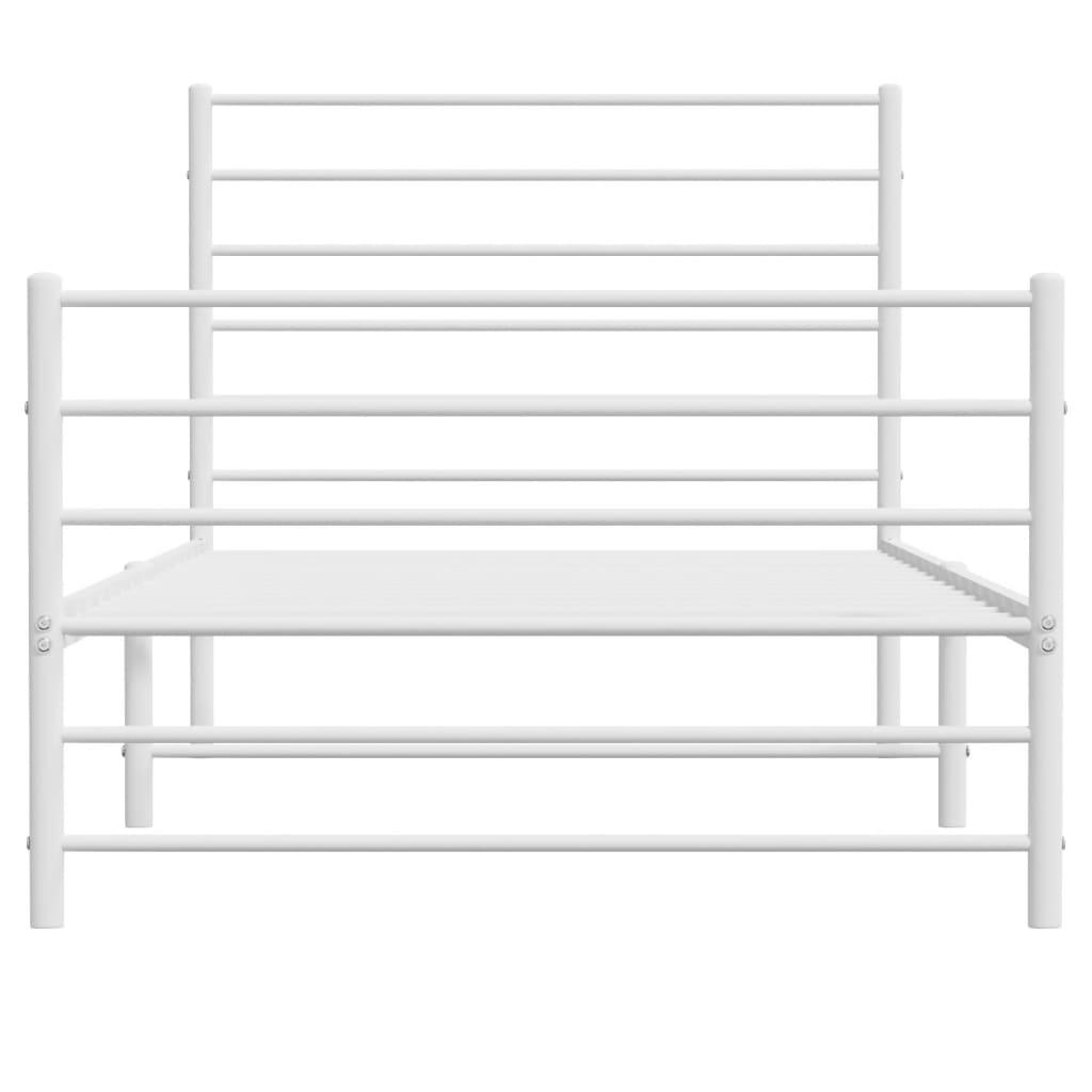 Metal Bed Frame with Headboard and Footboard White 39.4