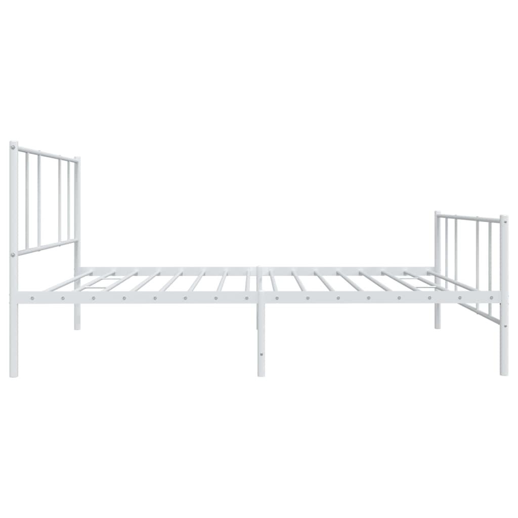 Metal Bed Frame with Headboard and Footboard White 39.4