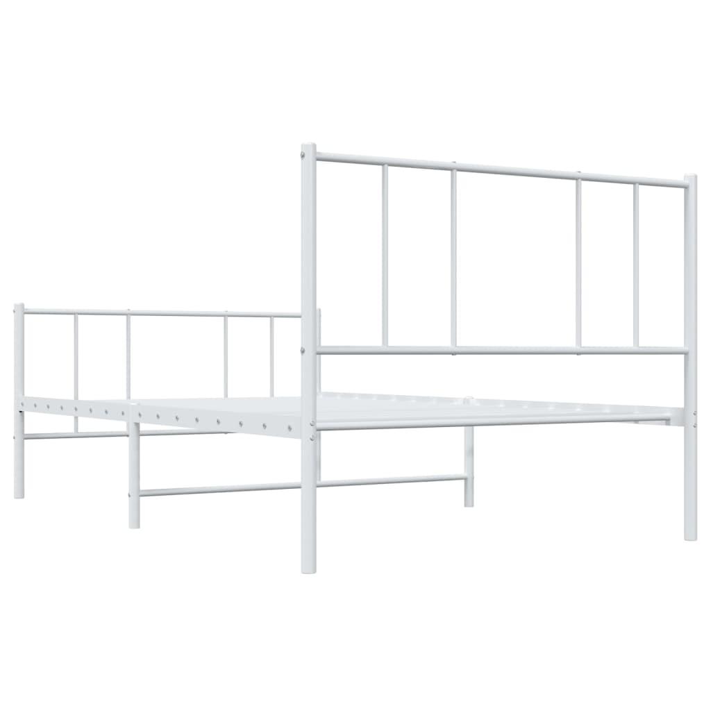 Metal Bed Frame with Headboard and Footboard White 39.4