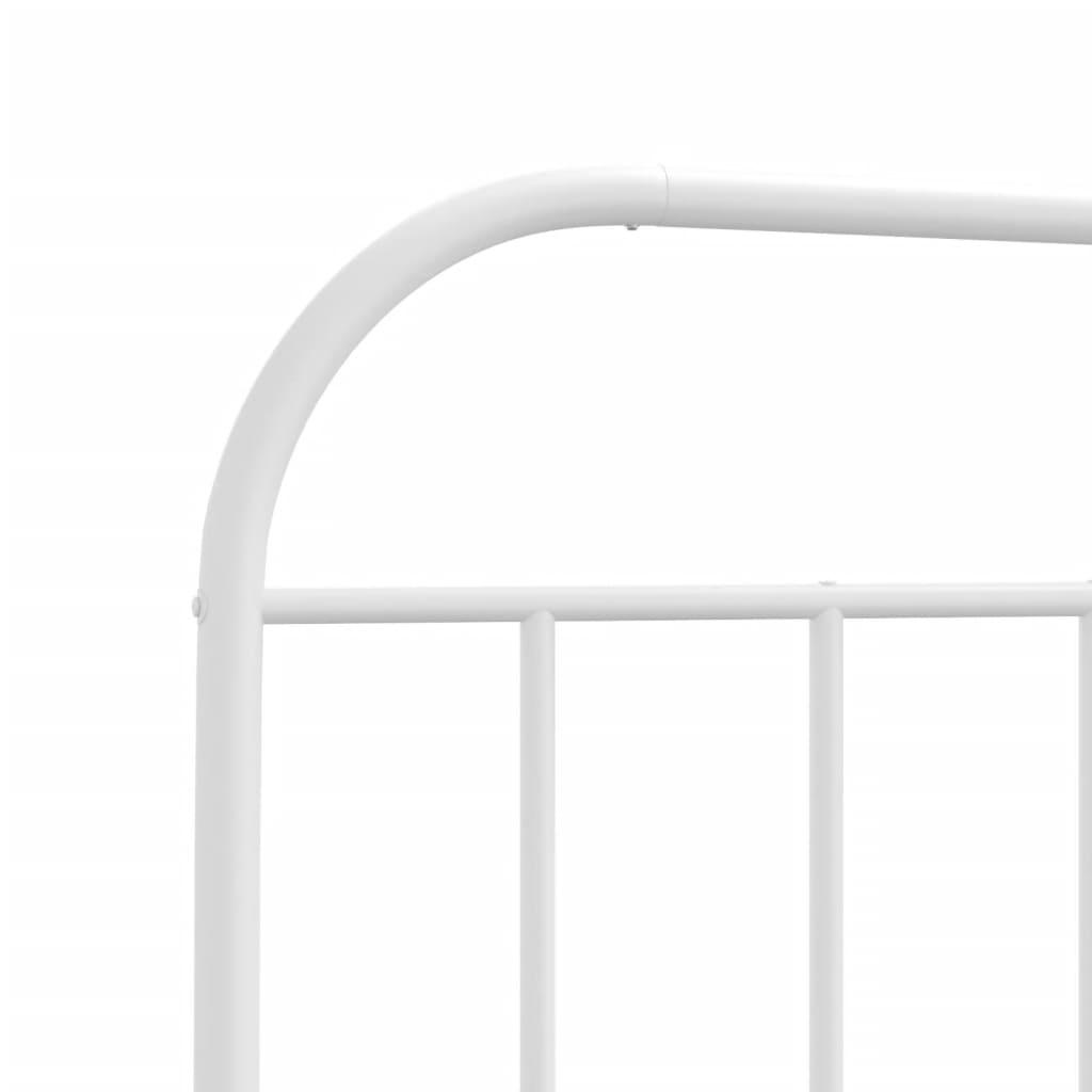 Metal Bed Frame with Headboard and Footboard White 39.4