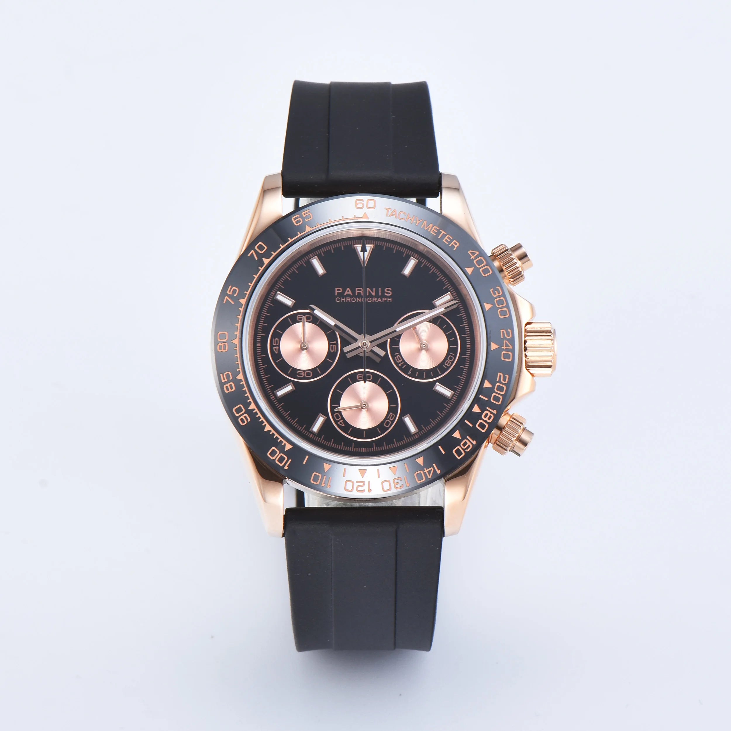 Fashion Parnis 39mm Men Quartz Chronograph Watch Waterproof Sapphire Glass VK63 Movement Stainless Steel Bracelet Wristwatches