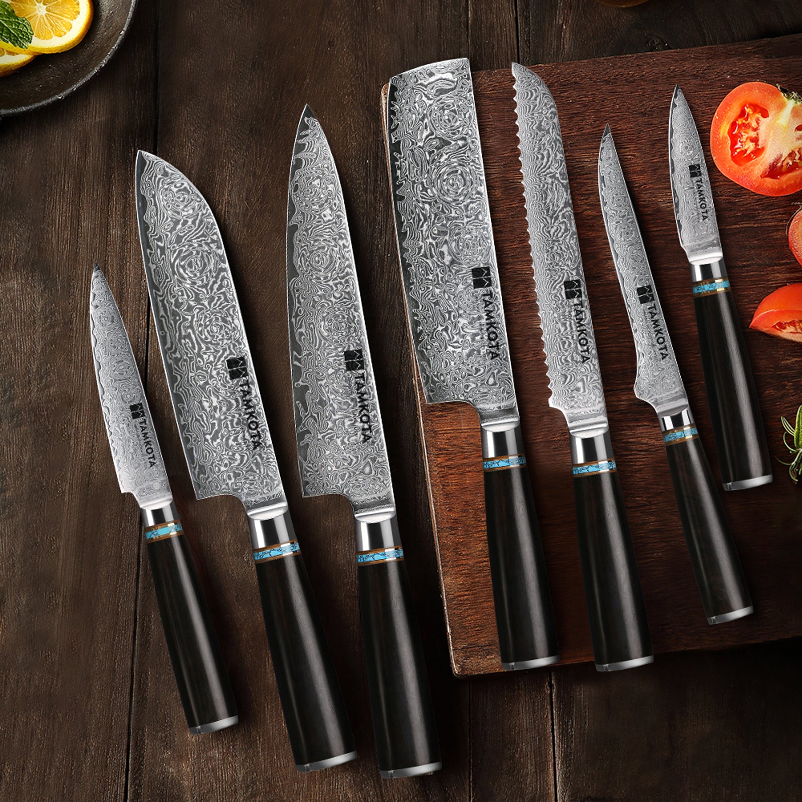 Great Japanese VG10 Damascus Knife Set for The Home Chefs Japan