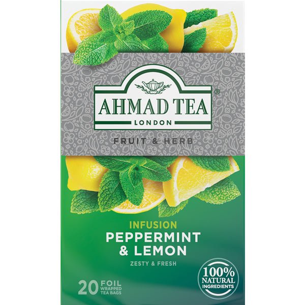 Ahmad Peppermint & Lemon Herbal Tea | 20 Tea Bags - 1.4 oz.