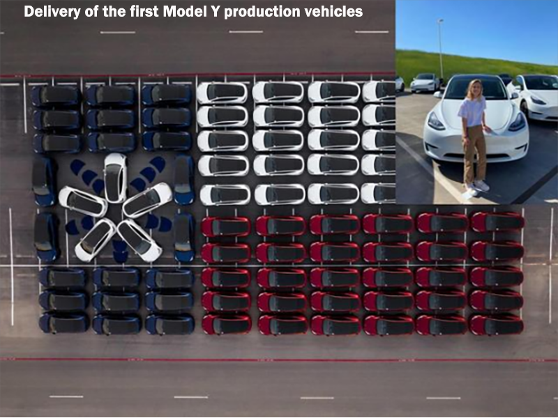 Delivery of the first Model Y production vehicles