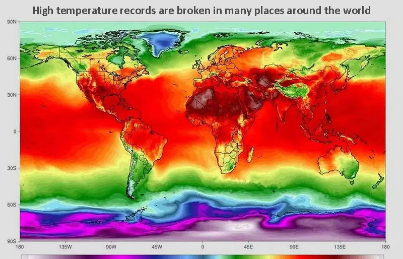 High temperature records are broken in many places around the world