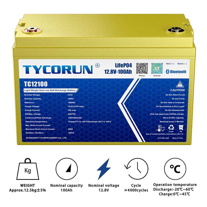 12.8V 100Ah Lithium iron phosphate battery