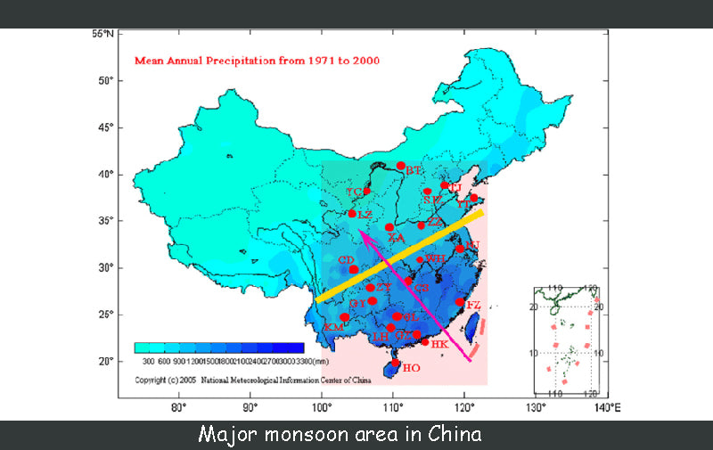 Major monsoon area in China