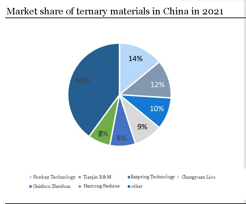 Market share of ternary materials in China in 2021
