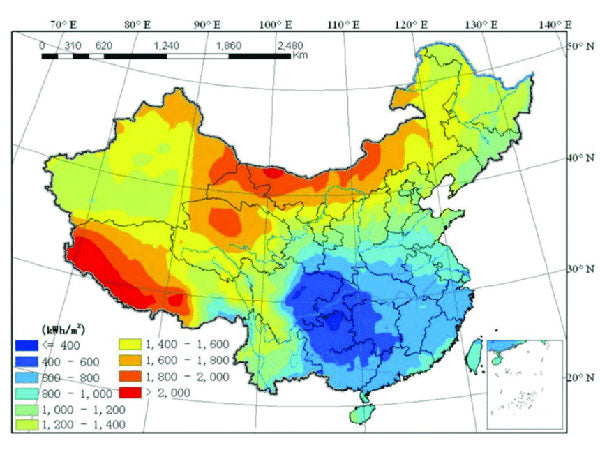 Regional classification of China's solar energy resources