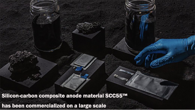 Silicon-carbon composite anode material SCC55™ has been commercialized on a large scale