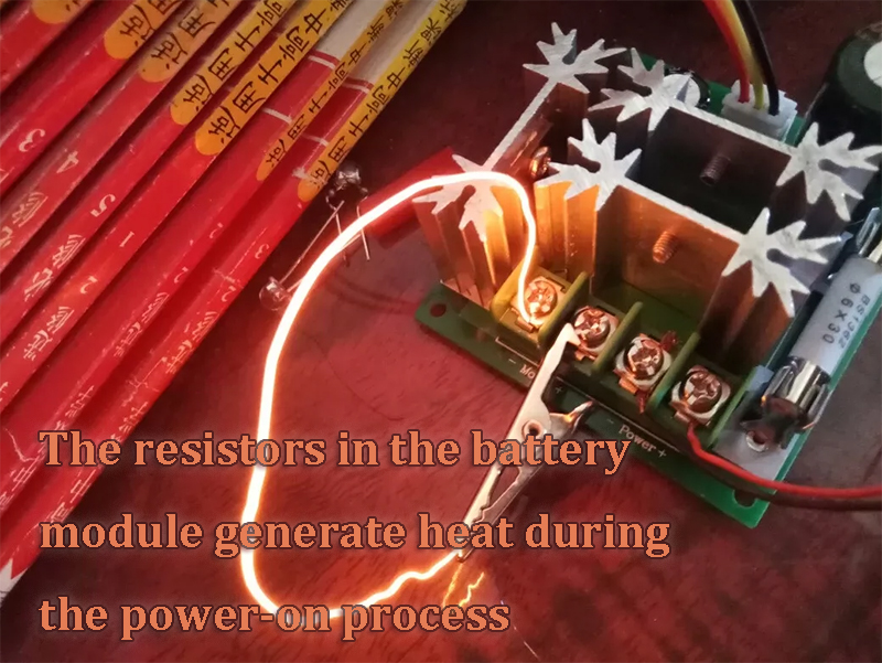 The resistors in the battery module generate heat during the power-on process