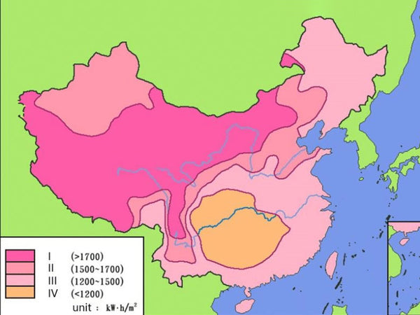 What is the distribution of solar energy resources in China