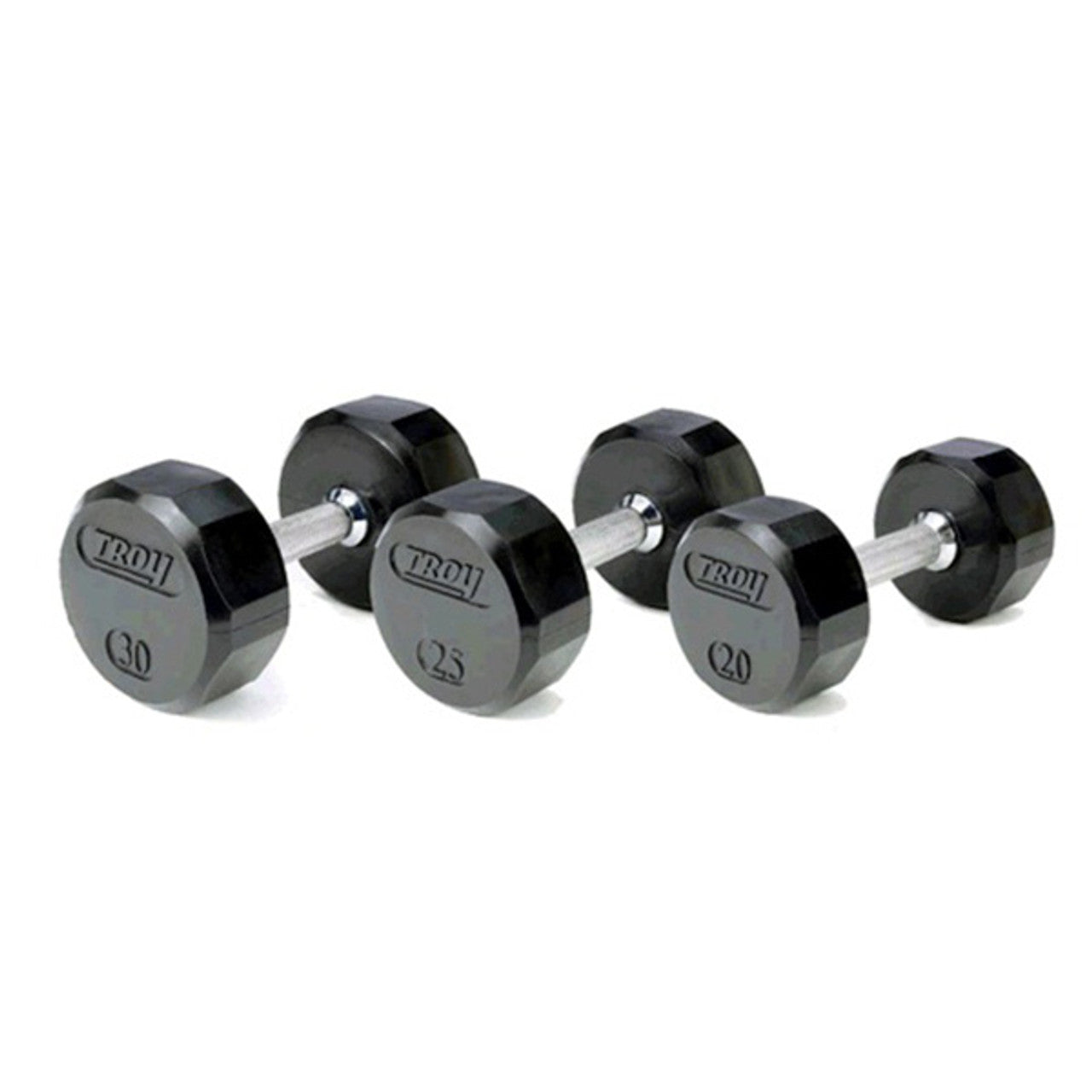 Troy 12-Sided Rubber Encased Dumbbell 55-100 lbs Set