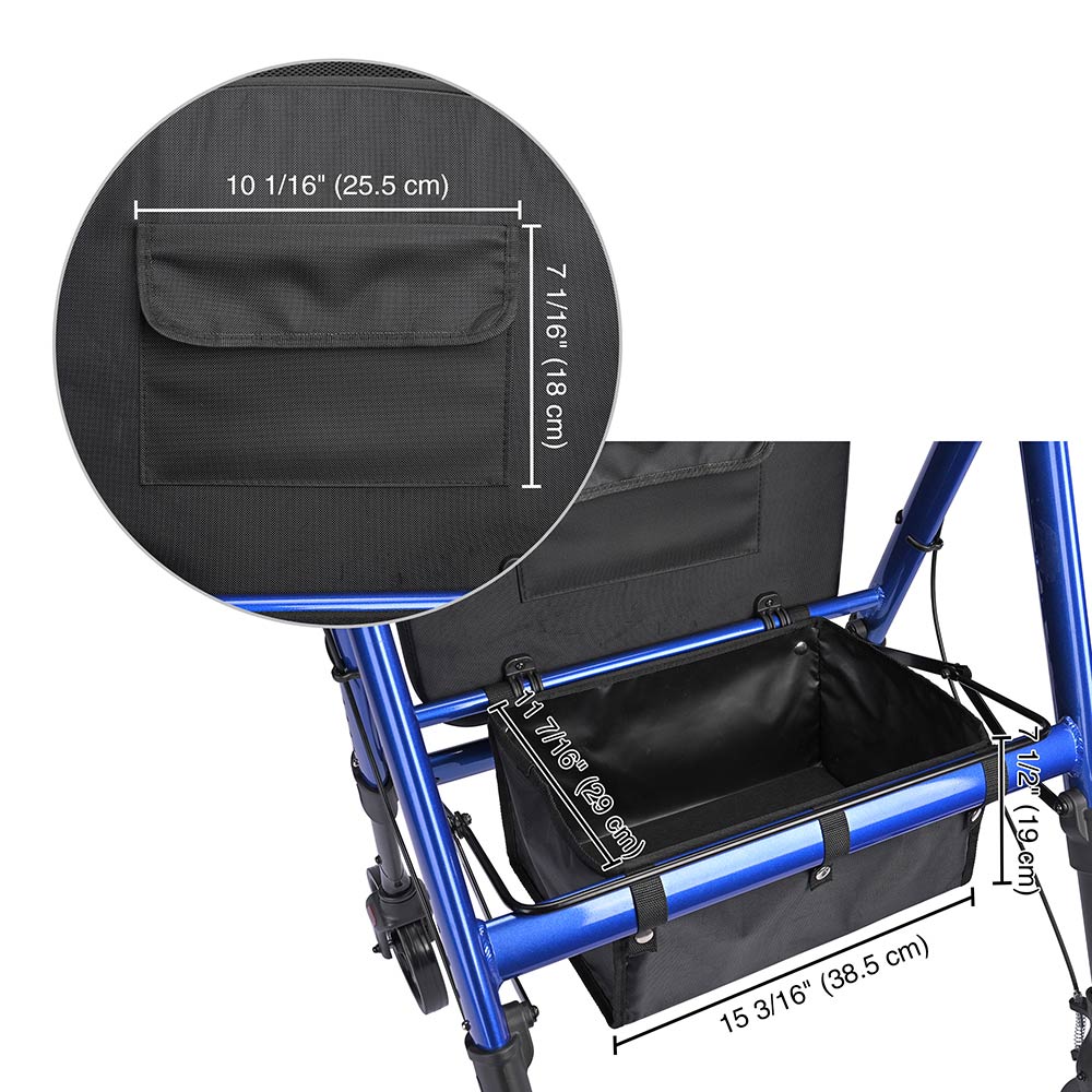 Rollator Aluminum Walker with Seat Back Support 450lbs 8