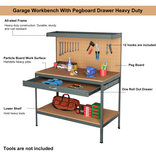 Steel Garage Work Bench Tool Box Storage With Drawers