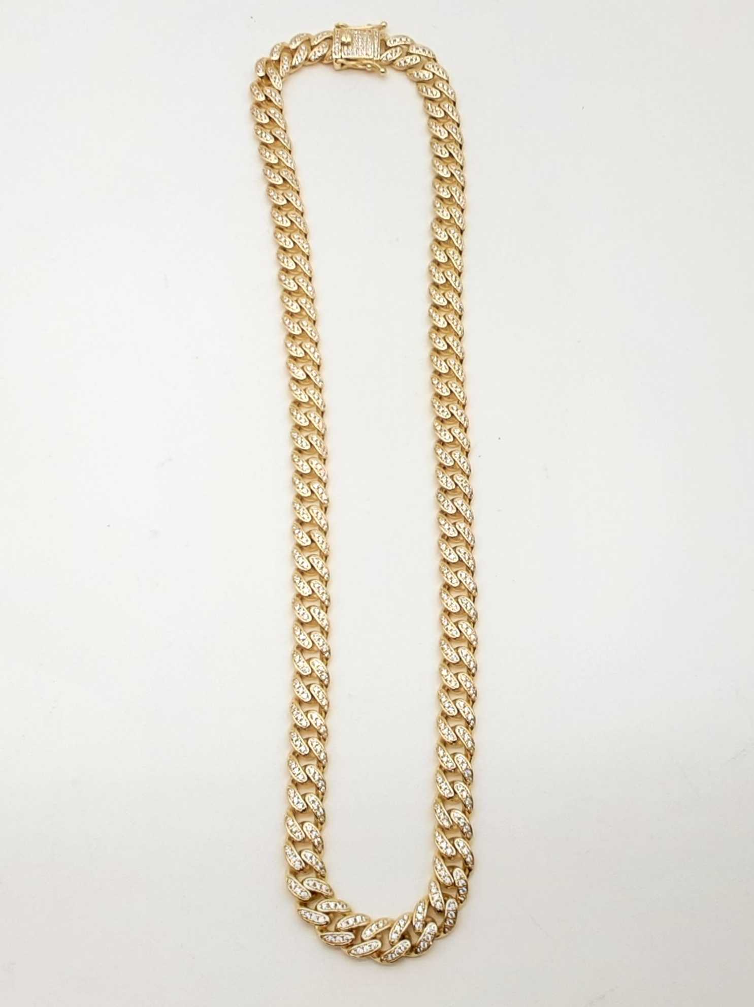 Gold Plated Silver 113.3g Cz Cuban Link Chain 22 Inch Lhwxzde 144020008226