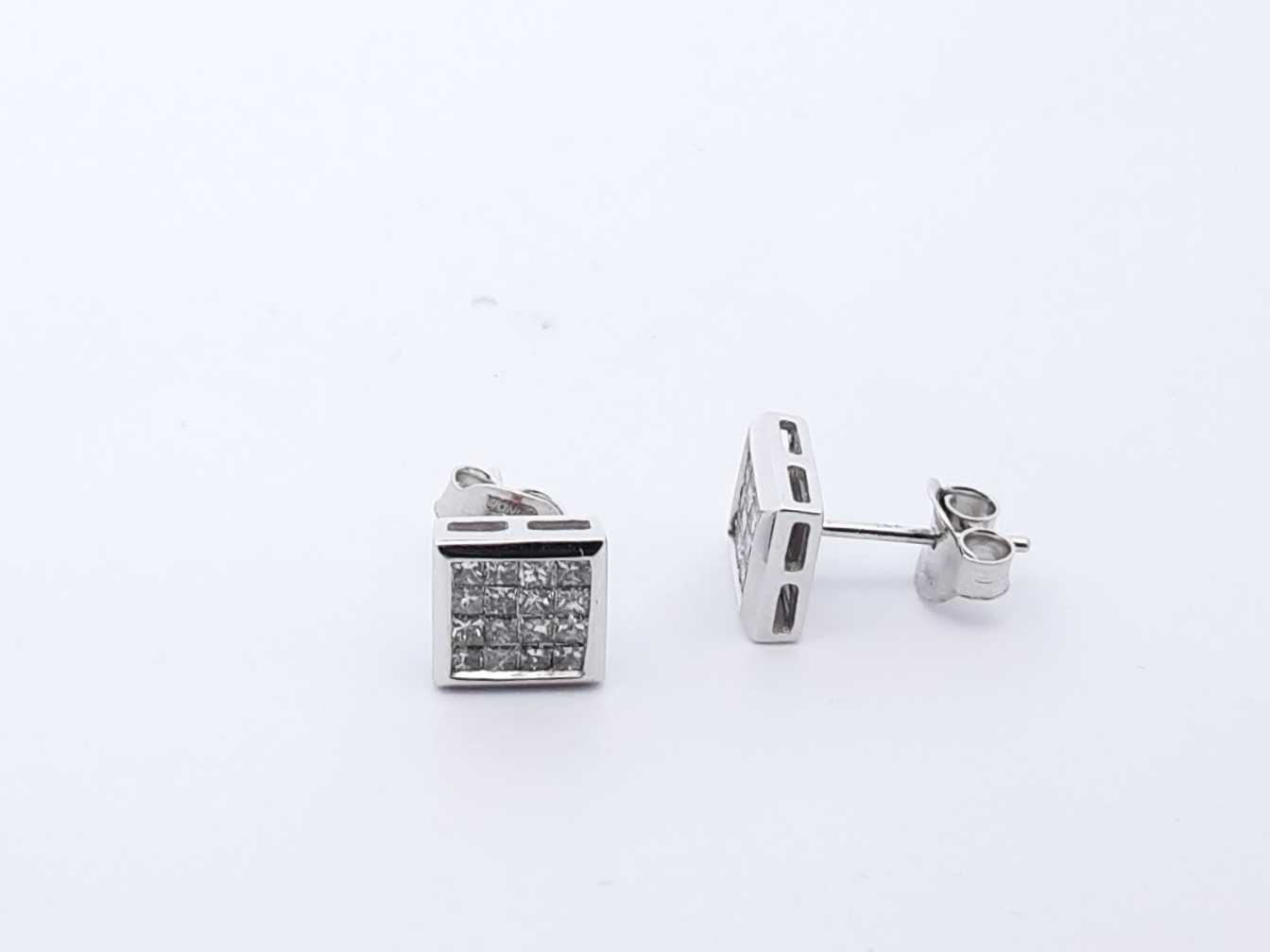 14k White Gold 3.4g Princess Cut Diamond Studded Earrings Lhpxzde 144020000149