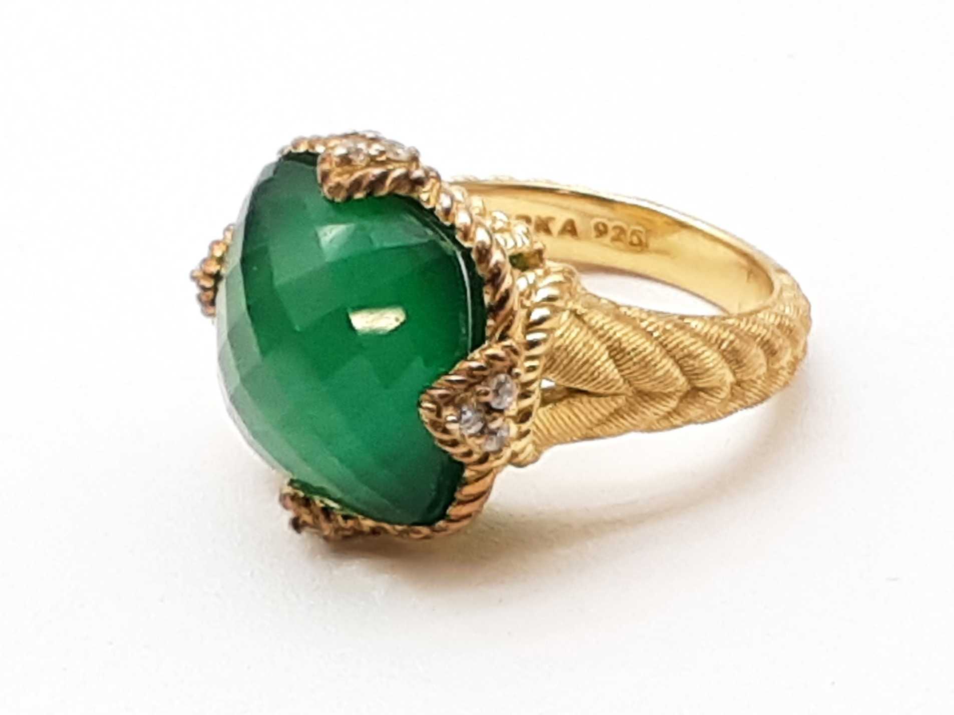 Judith Rippka Gold Plated Silver Green Goddess Ring Size 7 Dolrxde 144020012559