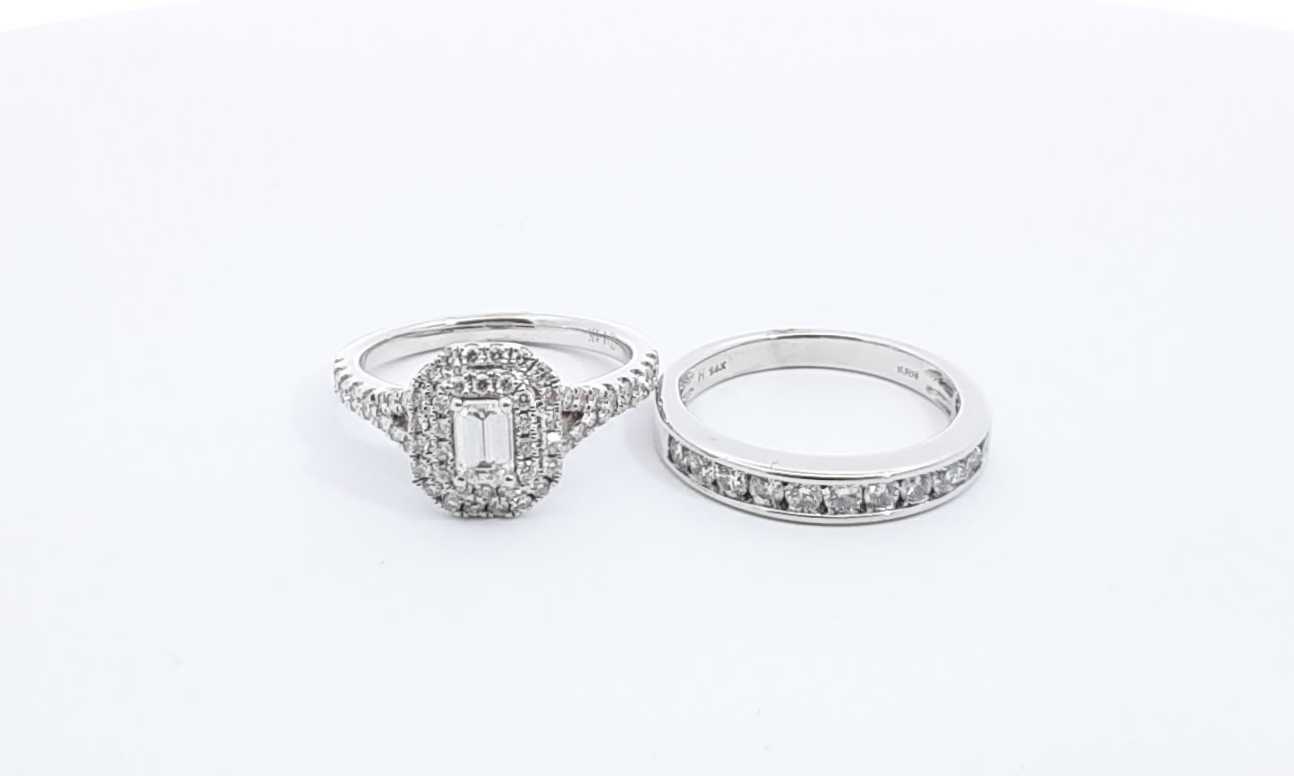14k White Gold Diamond Engagement Ring Set Size 7 & 7.5 Ebrxzdu 144030000643