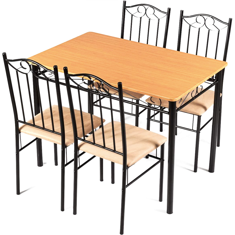 Dining Room Sets - 5 Piece Kitchen Diner Table And Chairs Set Wood Metal