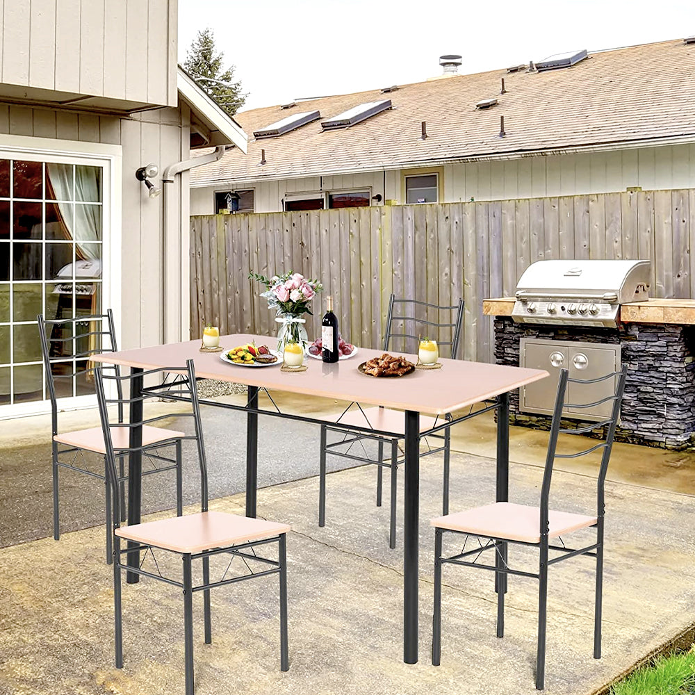 Dining Room Sets - 4 Person Kitchen Diner Table And Chairs Set Wood Metal