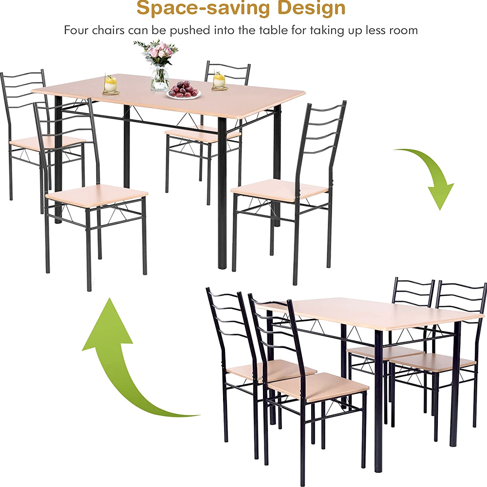 Dining Room Sets - 4 Person Kitchen Diner Table And Chairs Set Wood Metal