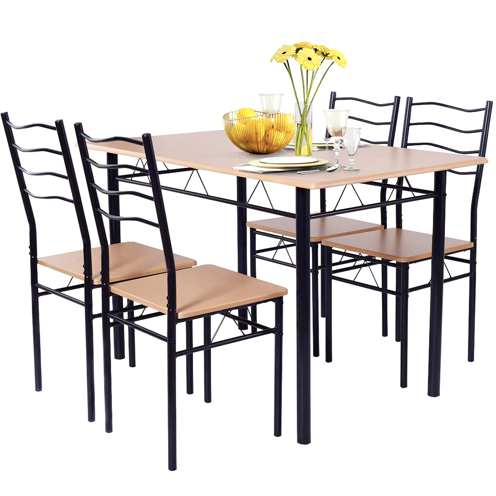 Dining Room Sets - 4 Person Kitchen Diner Table And Chairs Set Wood Metal